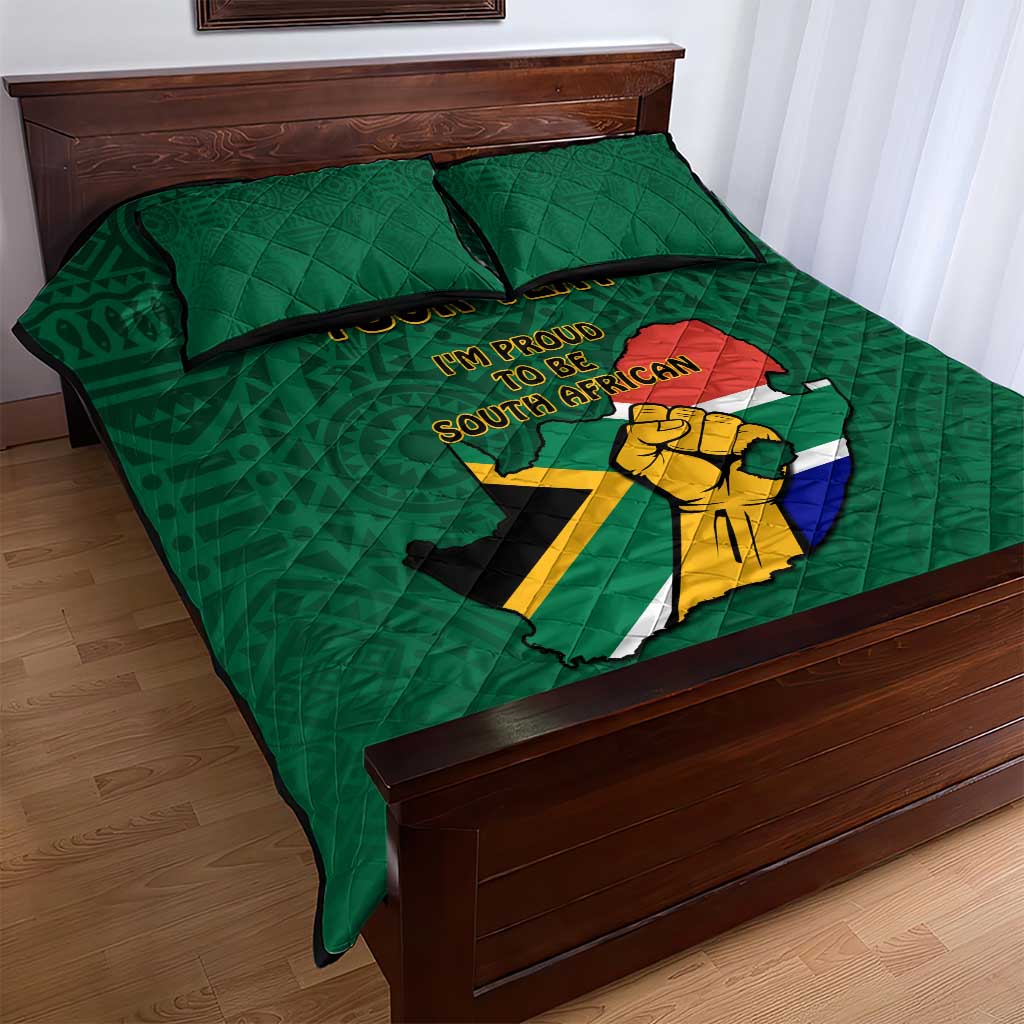 Personalised South Africa Quilt Bed Set African Pattern Happy Freedom Day Green Version LT14