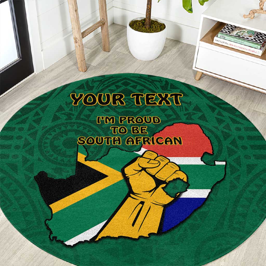 Personalised South Africa Round Carpet African Pattern Happy Freedom Day Green Version LT14