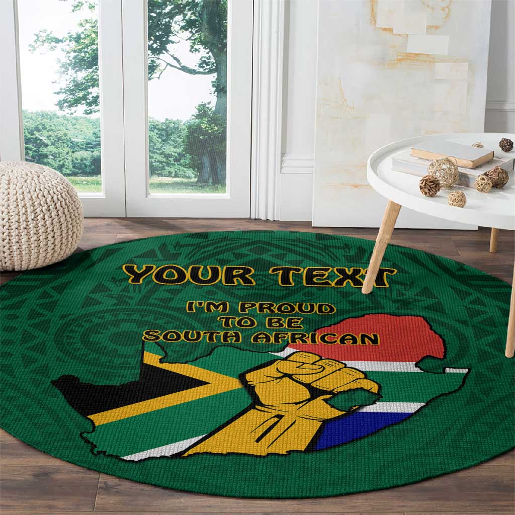 Personalised South Africa Round Carpet African Pattern Happy Freedom Day Green Version LT14
