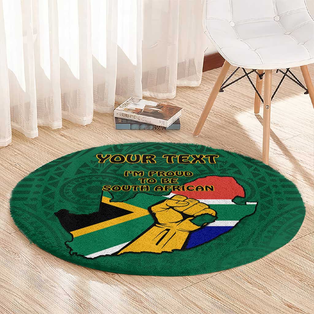 Personalised South Africa Round Carpet African Pattern Happy Freedom Day Green Version LT14