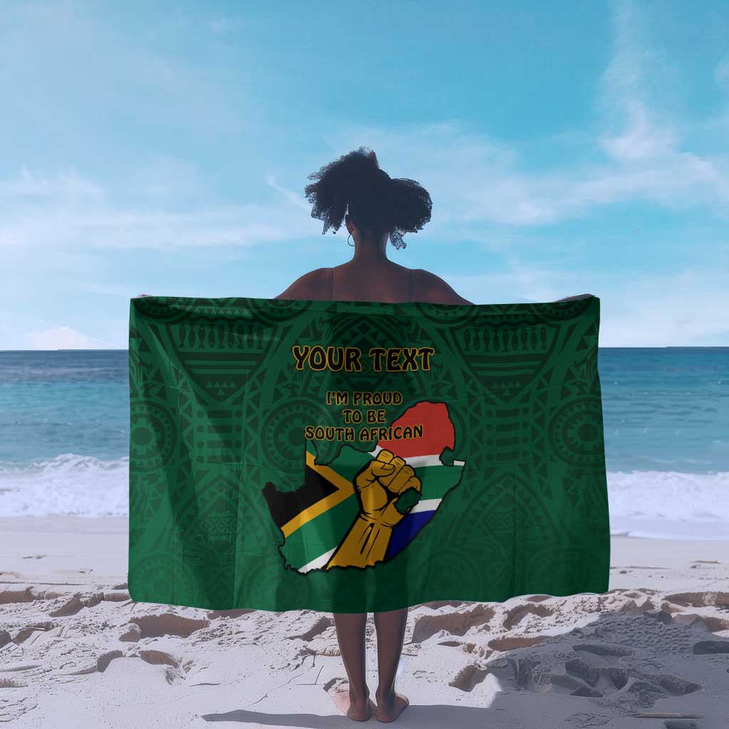Personalised South Africa Sarong African Pattern Happy Freedom Day Green Version LT14