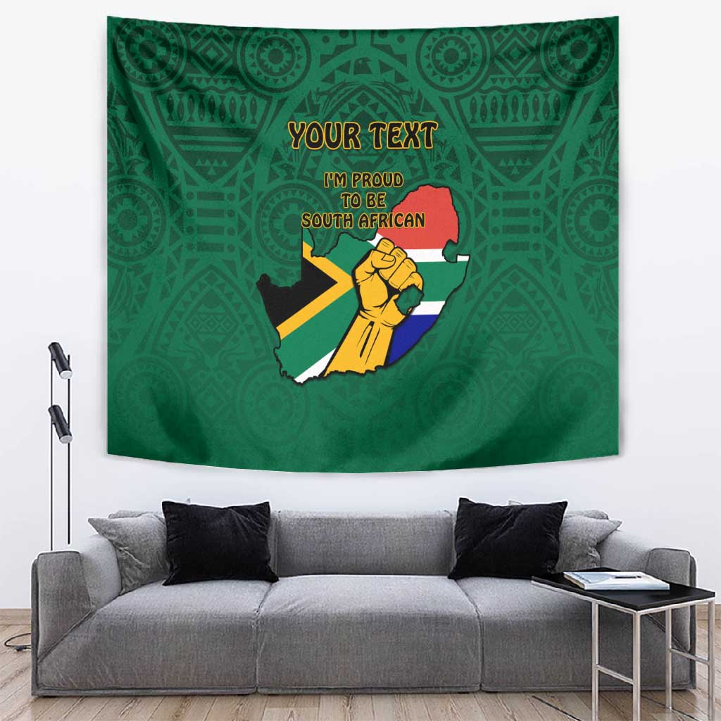 Personalised South Africa Tapestry African Pattern Happy Freedom Day Green Version LT14