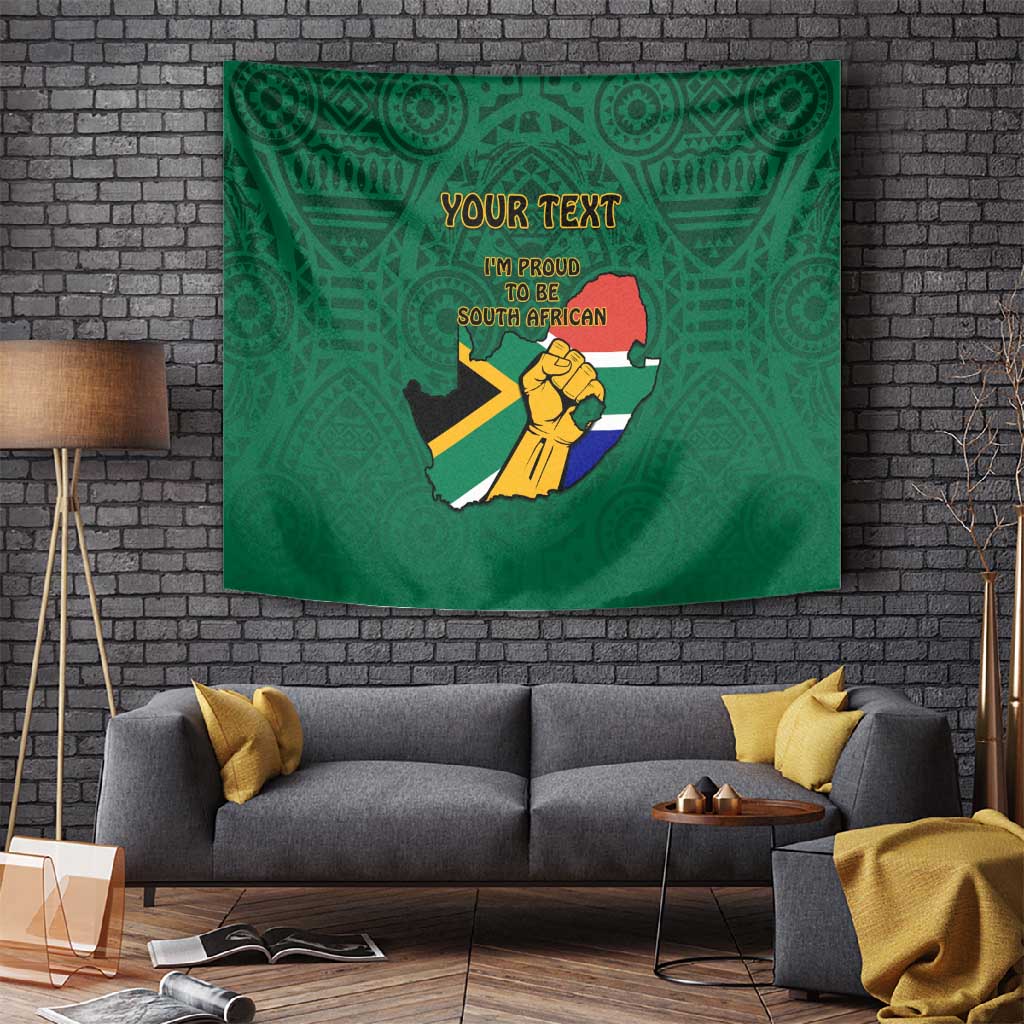 Personalised South Africa Tapestry African Pattern Happy Freedom Day Green Version LT14