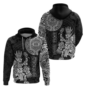 Custom Mexico Aztec Hoodie El Calendario Maya Mix Huitzilopochtli Black LT14