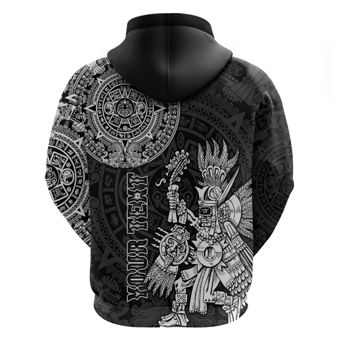 Custom Mexico Aztec Hoodie El Calendario Maya Mix Huitzilopochtli Black LT14