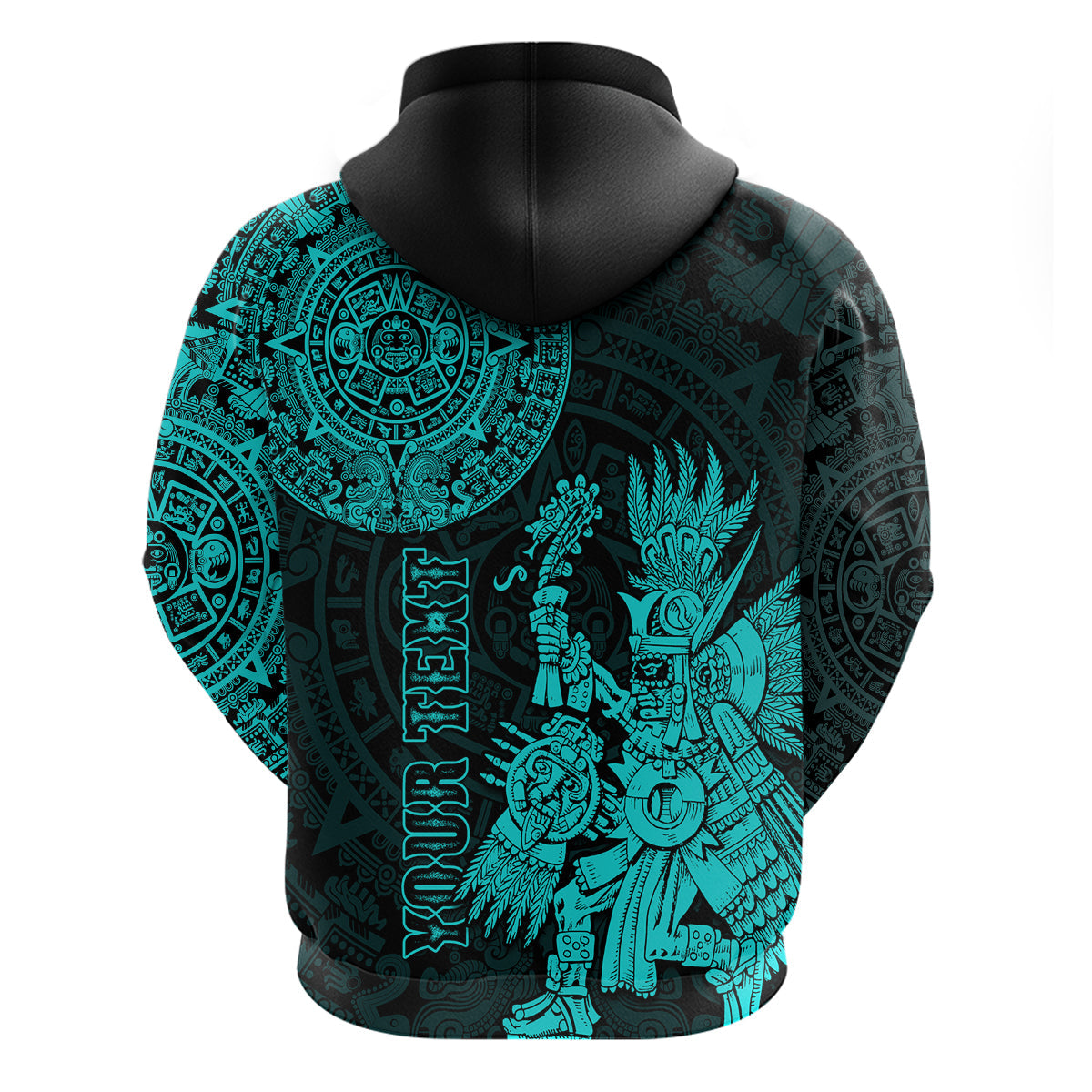 Custom Mexico Aztec Hoodie El Calendario Maya Mix Huitzilopochtli Turquoise LT14
