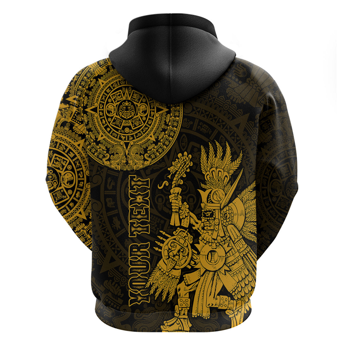 Custom Mexico Aztec Hoodie El Calendario Maya Mix Huitzilopochtli Gold LT14