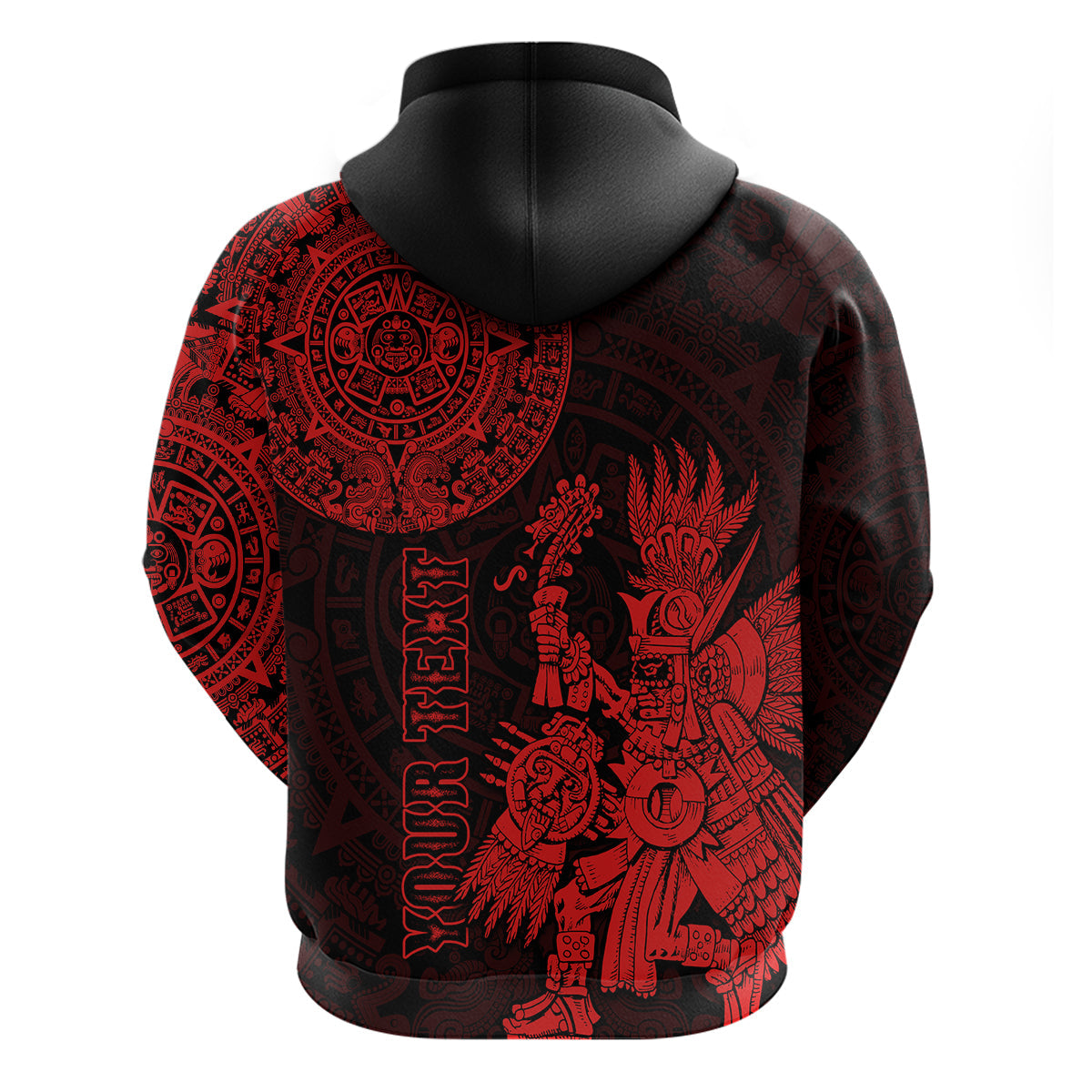 Custom Mexico Aztec Hoodie El Calendario Maya Mix Huitzilopochtli Red LT14