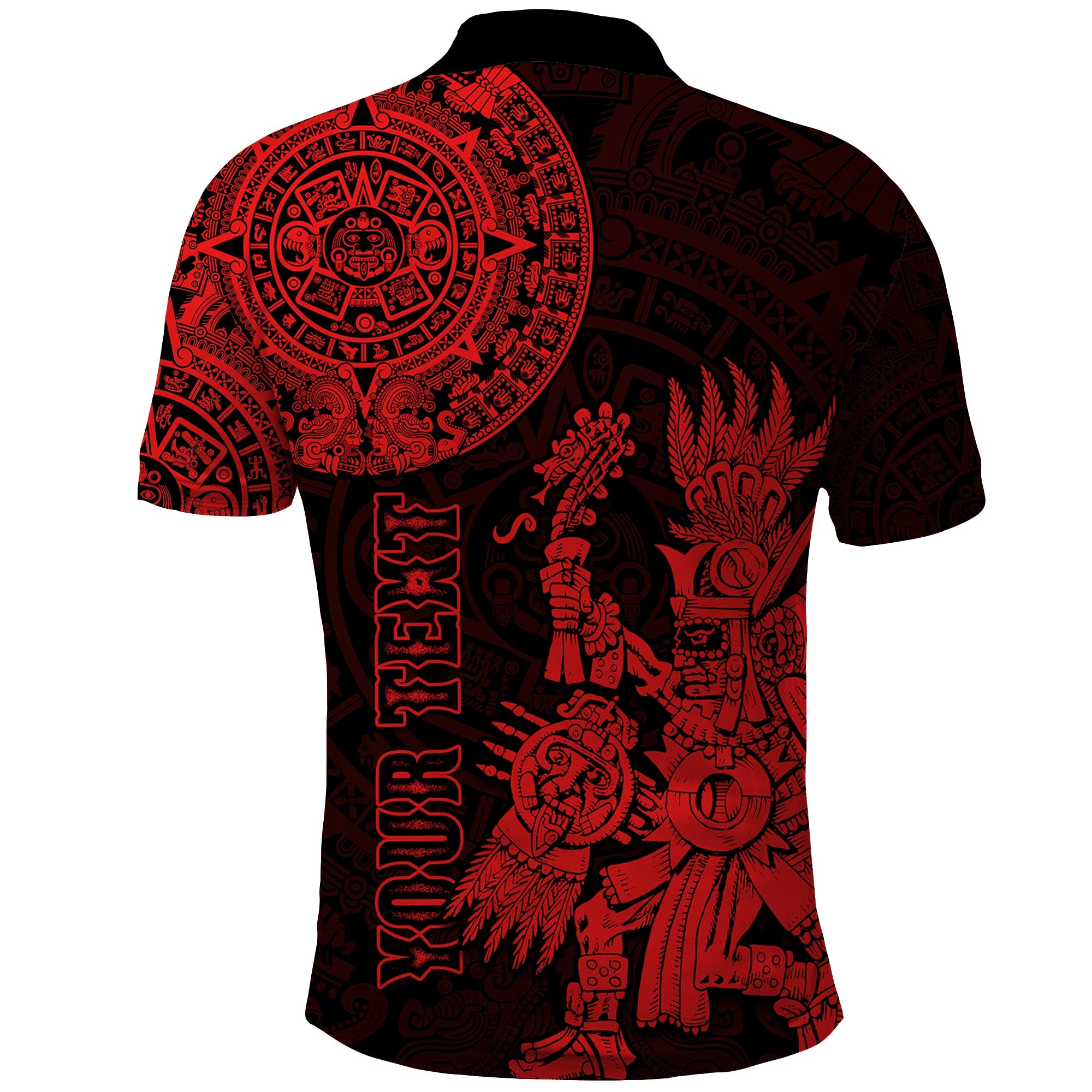 Custom Mexico Aztec Polo Shirt El Calendario Maya Mix Huitzilopochtli Red LT14