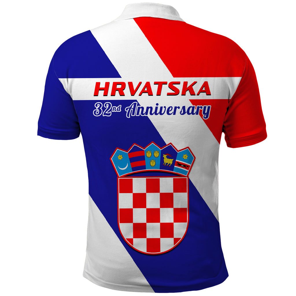 June 25 Croatia Polo Shirt Independence Day Hrvatska Coat Of Arms 32nd Anniversary LT14