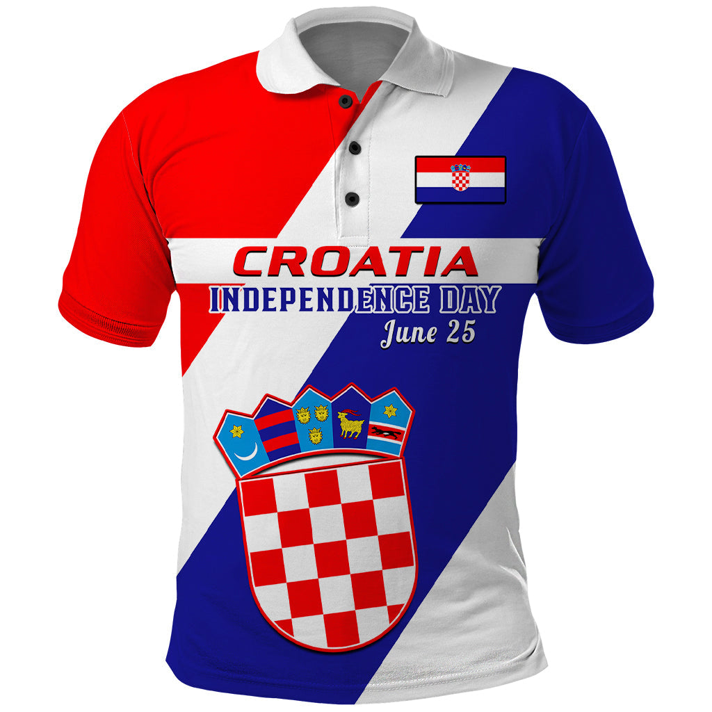 Custom June 25 Croatia Polo Shirt Independence Day Hrvatska Coat Of Arms 32nd Anniversary LT14
