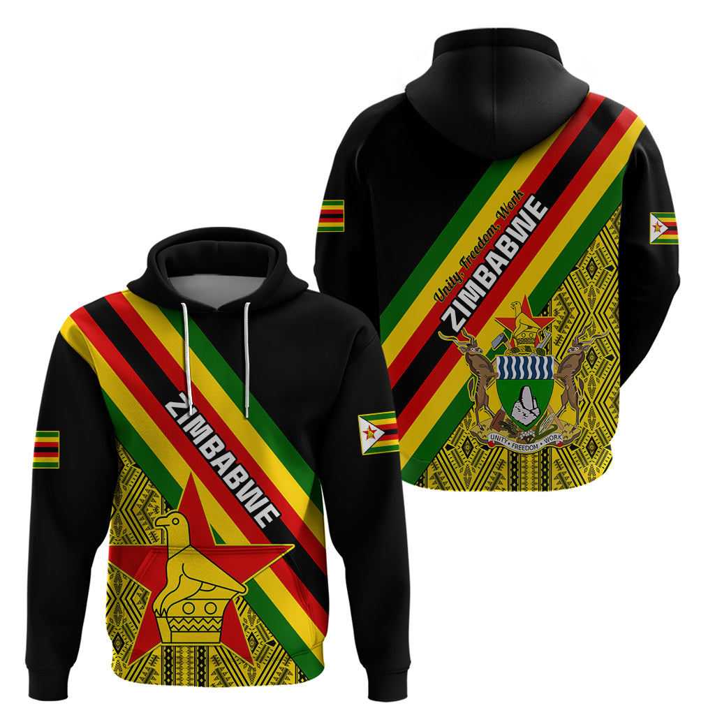 Zimbabwe Hoodie African Pattern With Flag Style LT14