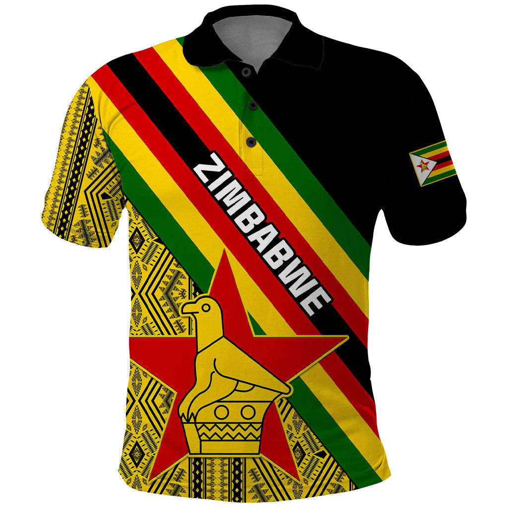 Personalised Zimbabwe Polo Shirt African Pattern With Flag Style LT14
