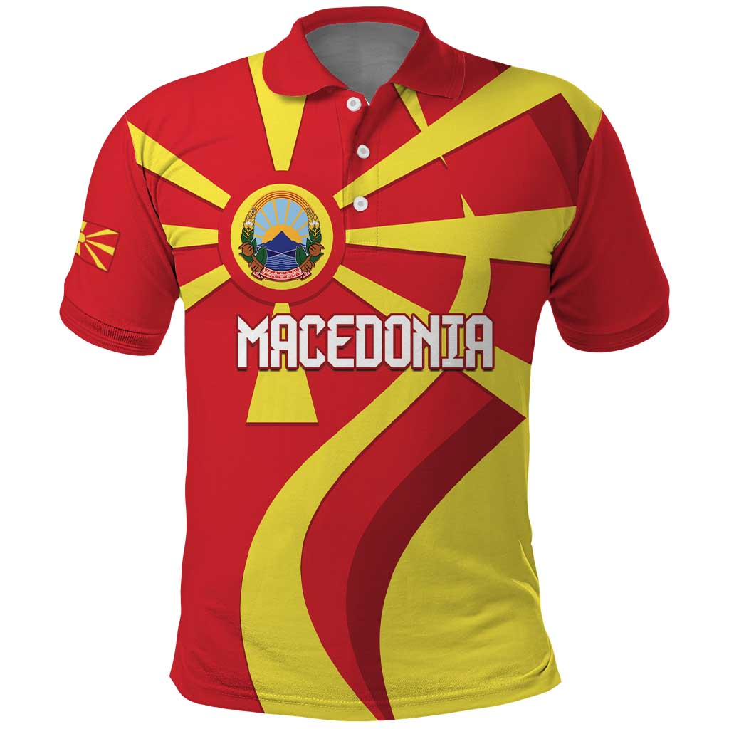 Macedonia National Day Polo Shirt Makedonija Flag Curves Style LT14
