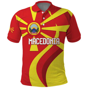 Macedonia National Day Polo Shirt Makedonija Flag Curves Style LT14