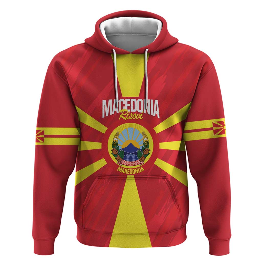 Custom Macedonia Football Hoodie Risovi Napred Makedonija LT14