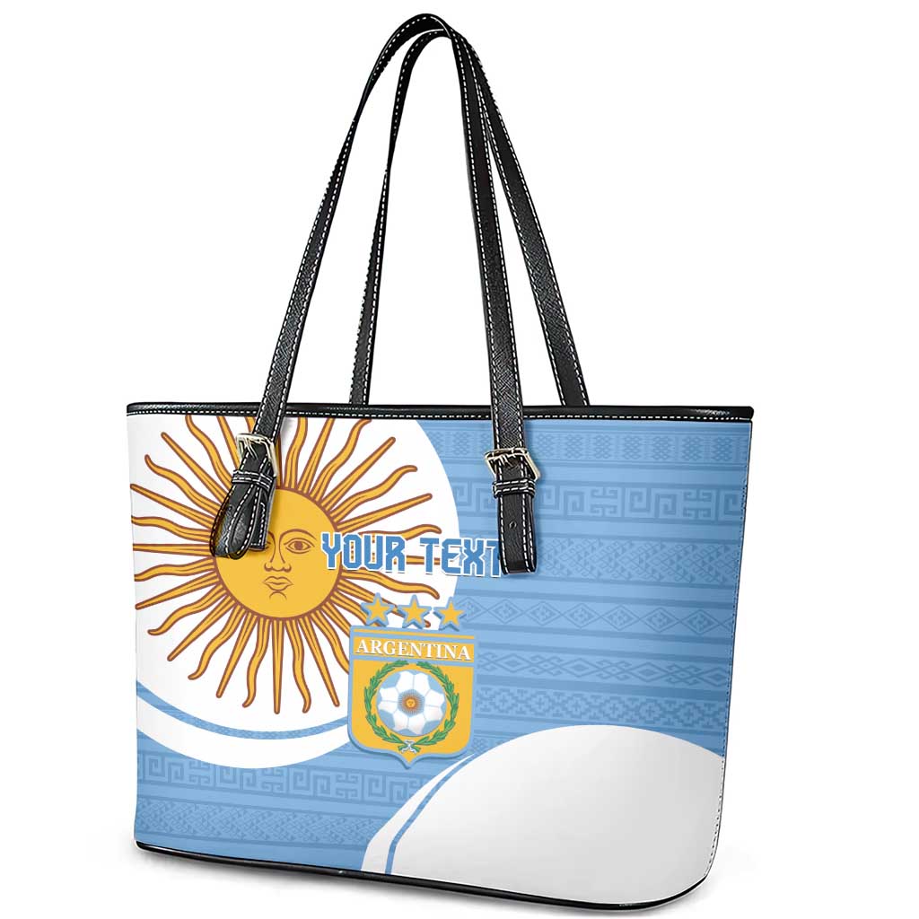 Custom Argentina Football Leather Tote Bag Vamos La Albiceleste - Sky Blue Version LT14
