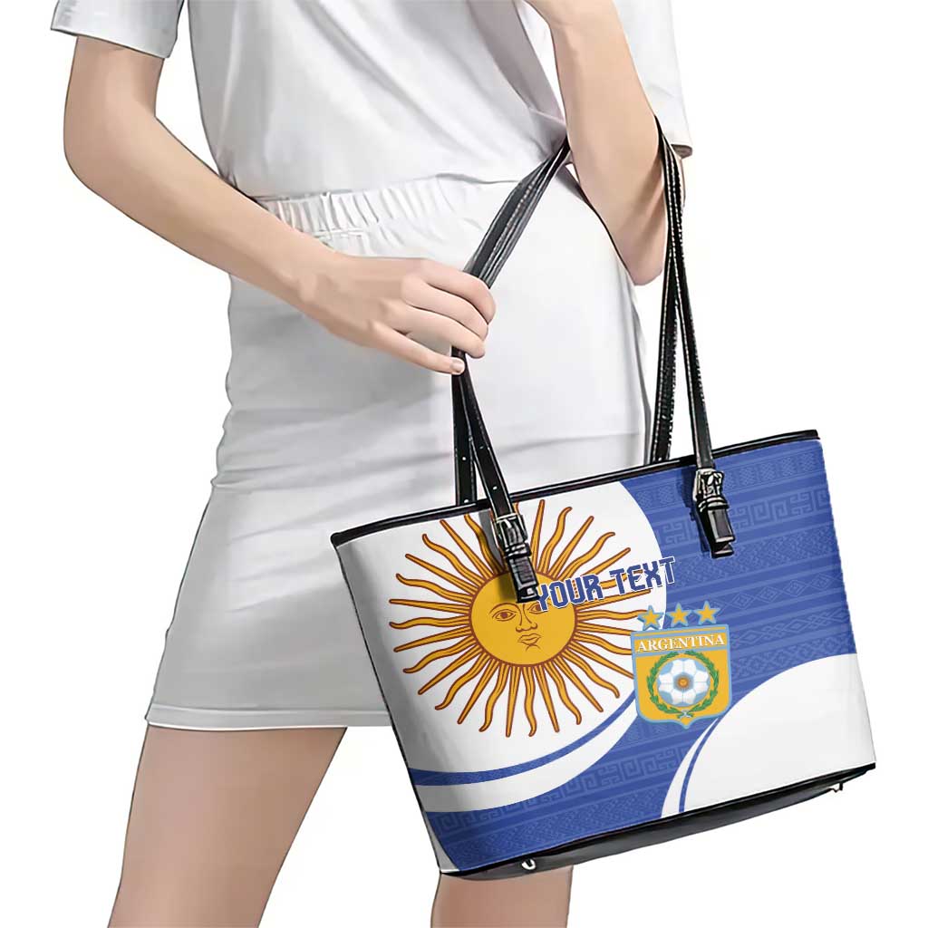 Custom Argentina Football Leather Tote Bag Vamos La Albiceleste - Navy Blue Version LT14