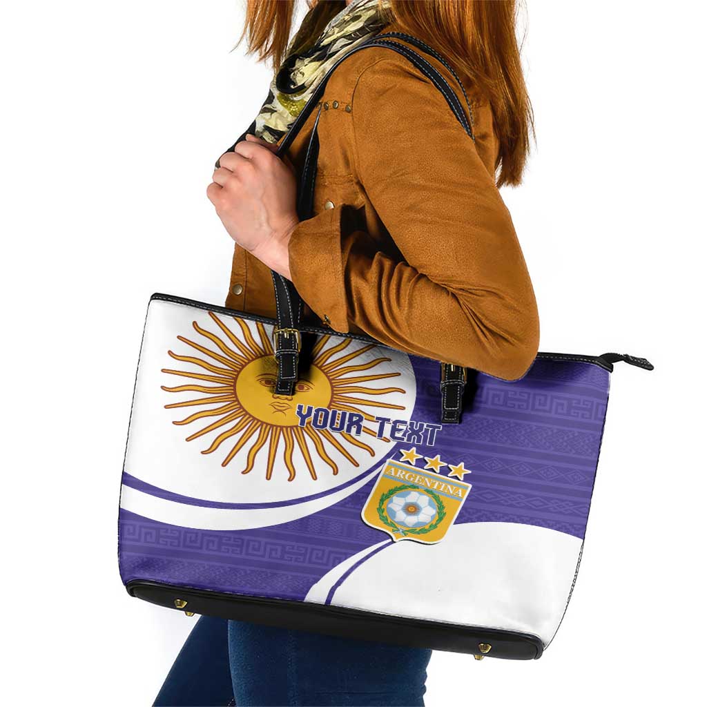 Custom Argentina Football Leather Tote Bag Vamos La Albiceleste - Purple Version LT14