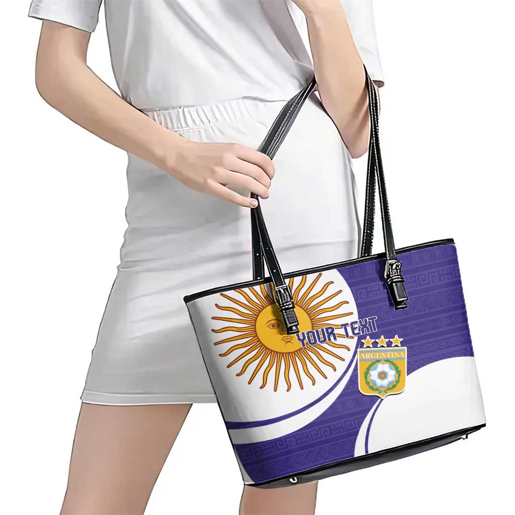 Custom Argentina Football Leather Tote Bag Vamos La Albiceleste - Purple Version LT14