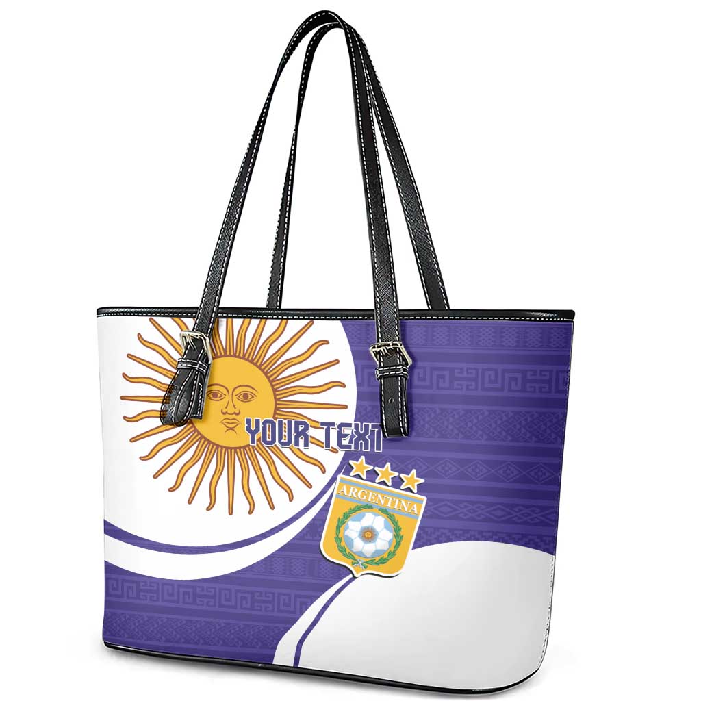 Custom Argentina Football Leather Tote Bag Vamos La Albiceleste - Purple Version LT14