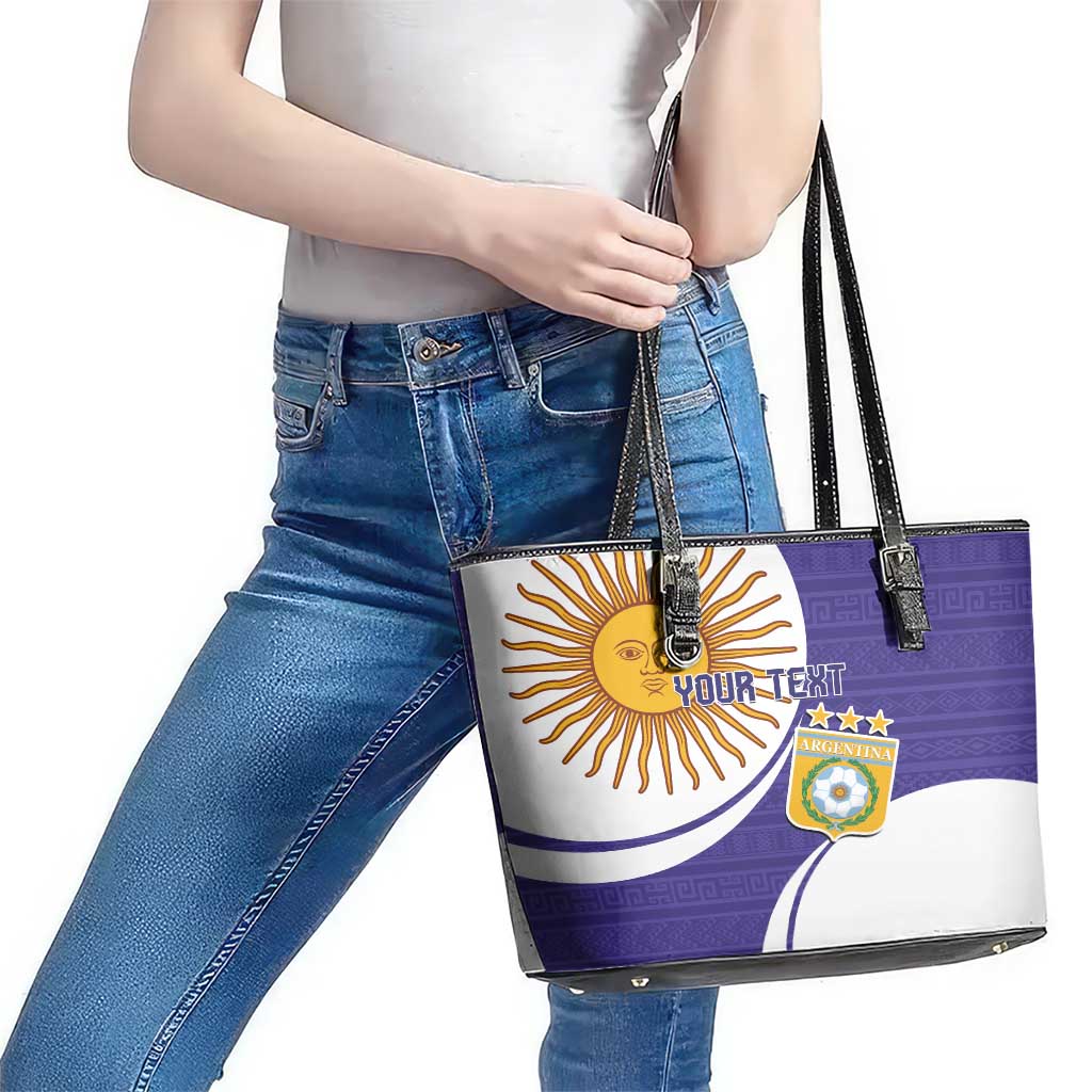 Custom Argentina Football Leather Tote Bag Vamos La Albiceleste - Purple Version LT14