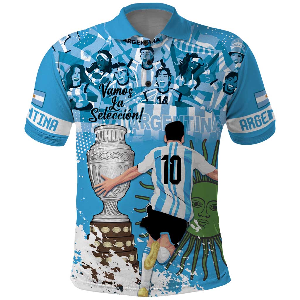 Custom Argentina Football 2024 Polo Shirt Vamos La Seleccion We Are The Champions LT14