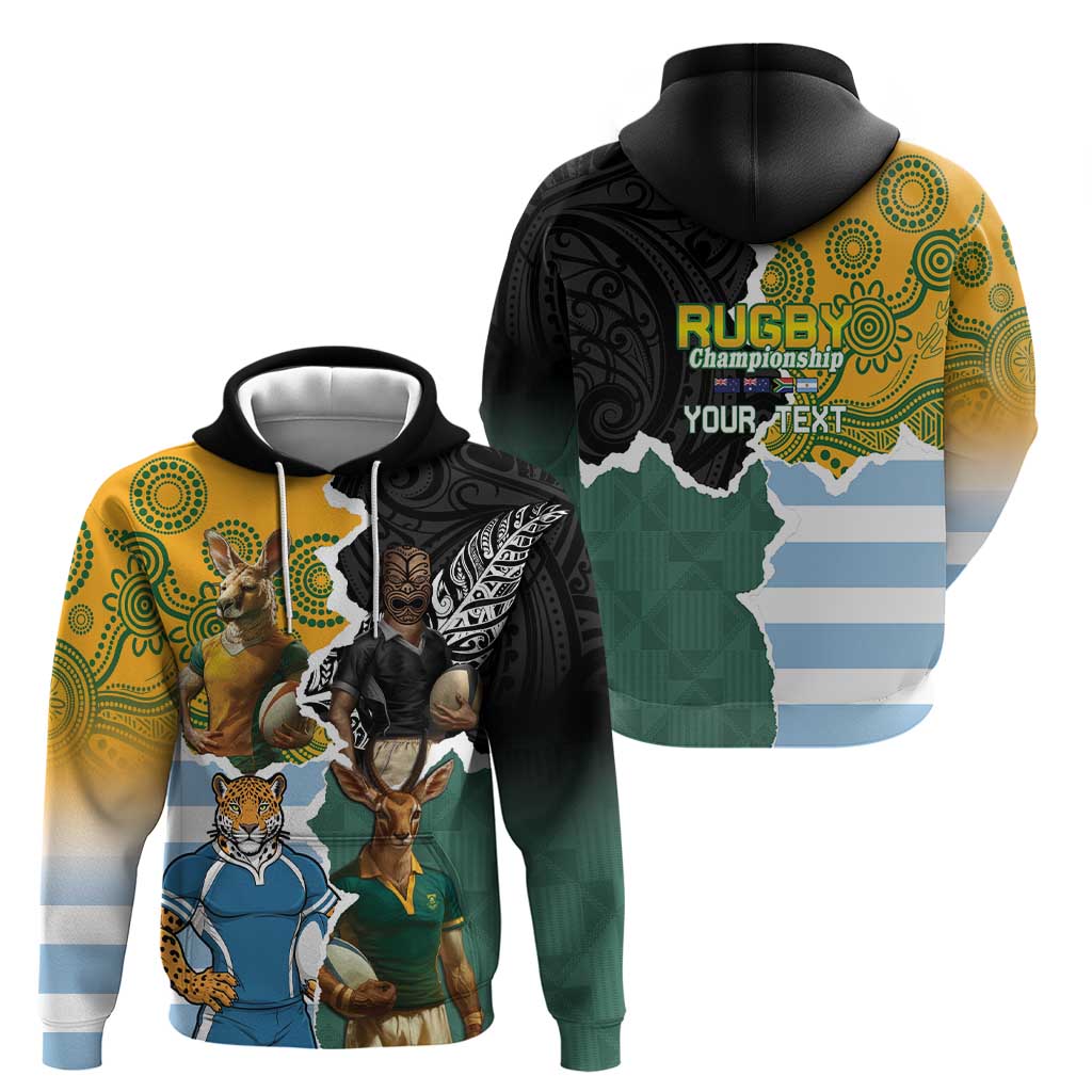 Personalised Rugby 2025 Championship Hoodie Southern Hemisphere Countries Mascots LT14