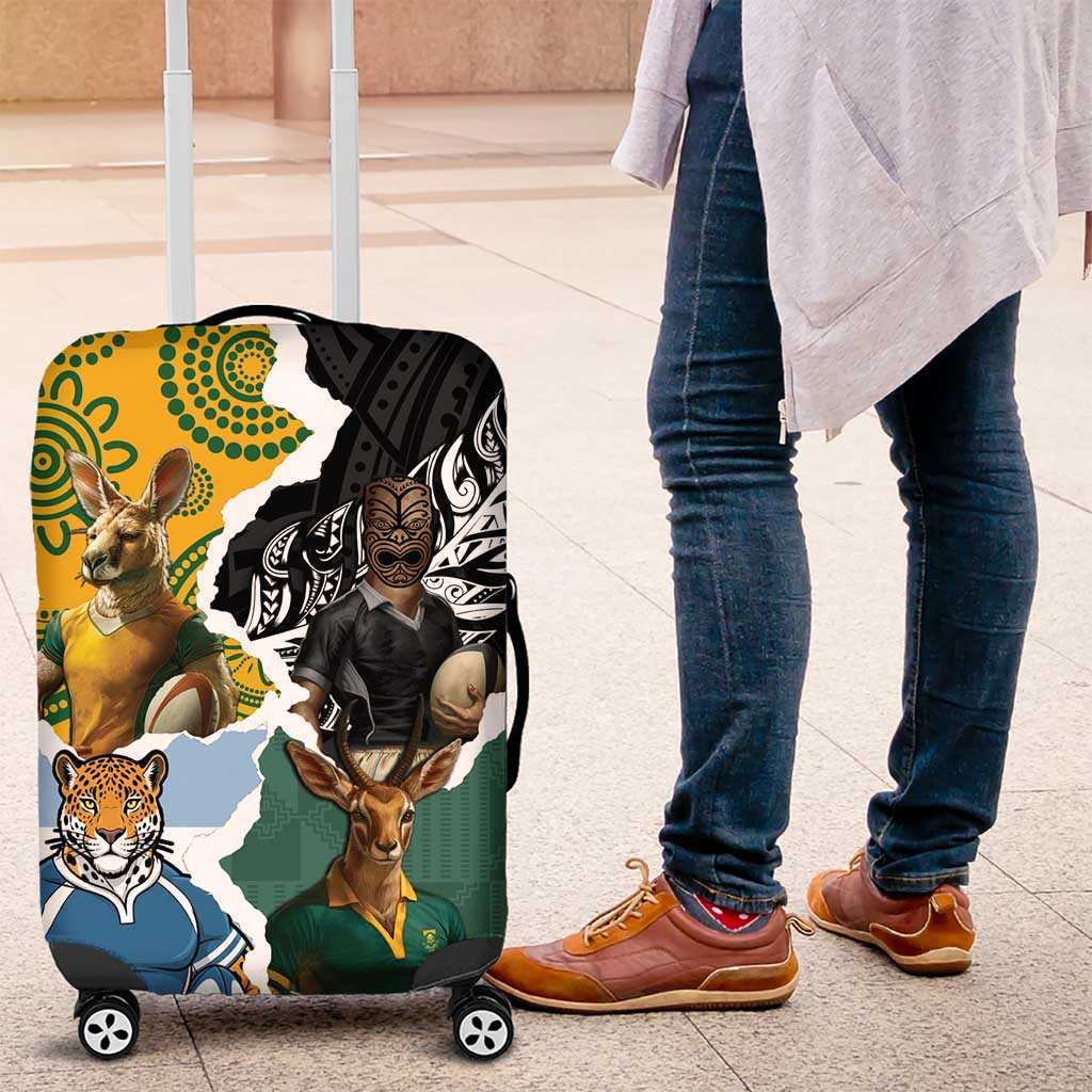 Rugby 2025 Championship Luggage Cover Southern Hemisphere Countries Mascots LT14