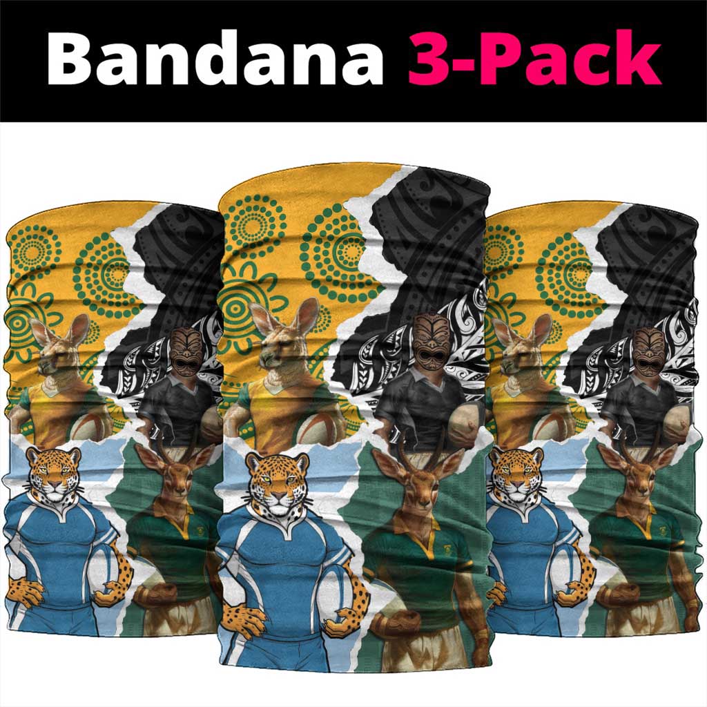 Rugby 2025 Championship Neck Gaiter Southern Hemisphere Countries Mascots LT14