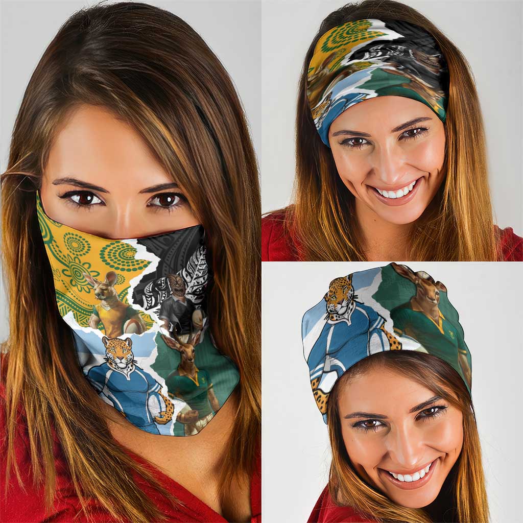 Rugby 2025 Championship Neck Gaiter Southern Hemisphere Countries Mascots LT14