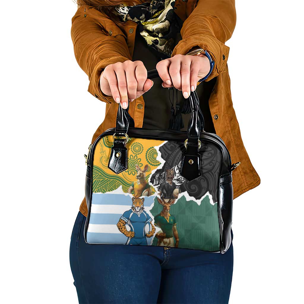 Rugby 2025 Championship Shoulder Handbag Southern Hemisphere Countries Mascots LT14
