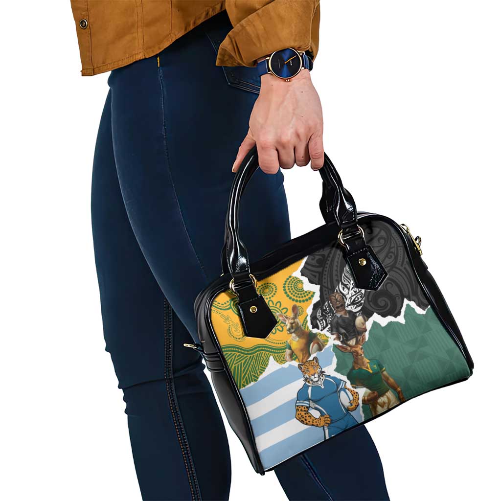 Rugby 2025 Championship Shoulder Handbag Southern Hemisphere Countries Mascots LT14