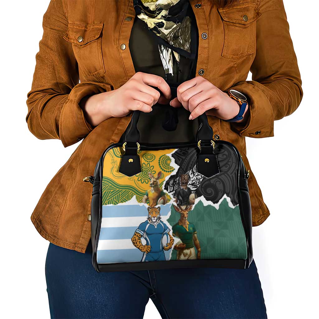 Rugby 2025 Championship Shoulder Handbag Southern Hemisphere Countries Mascots LT14