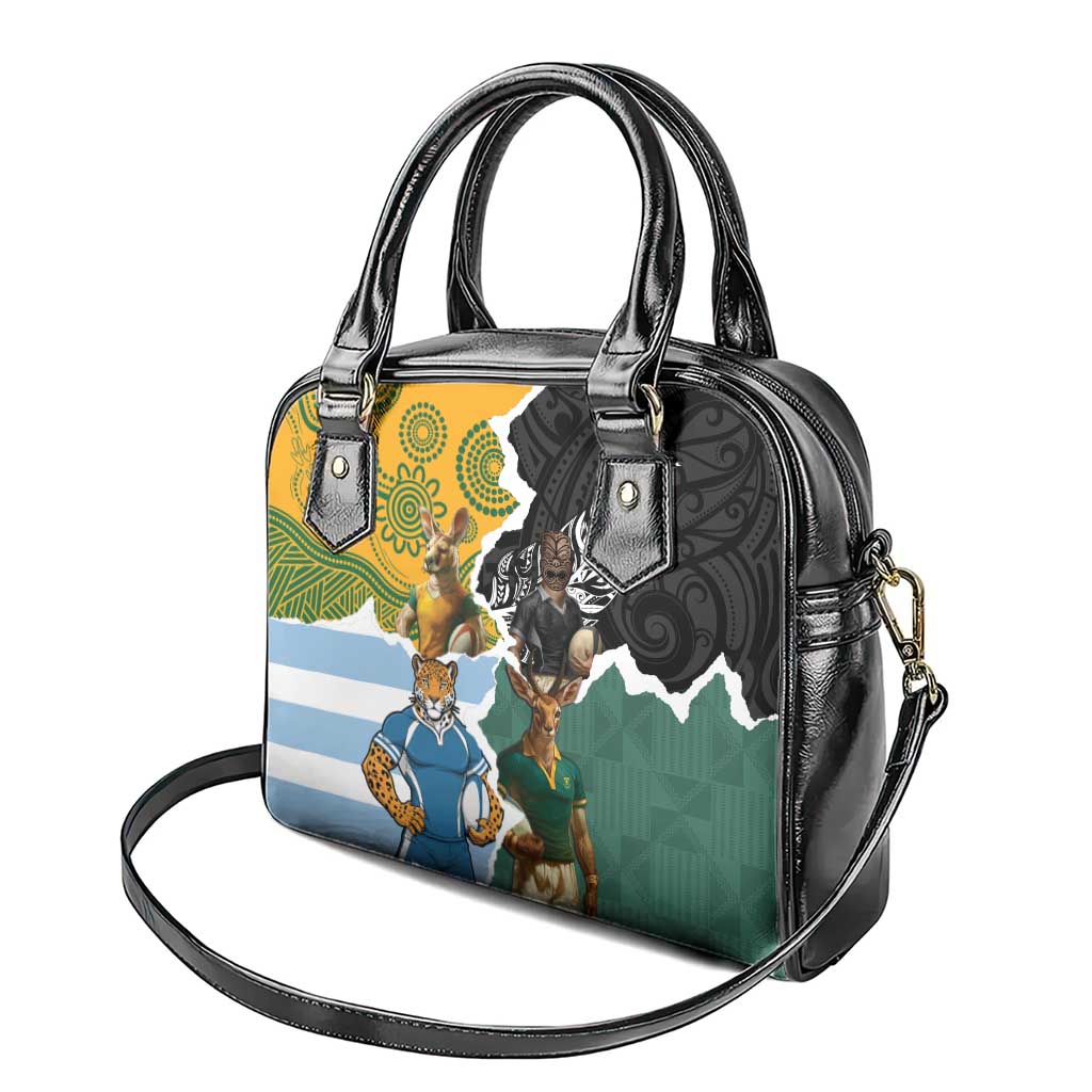 Rugby 2025 Championship Shoulder Handbag Southern Hemisphere Countries Mascots LT14
