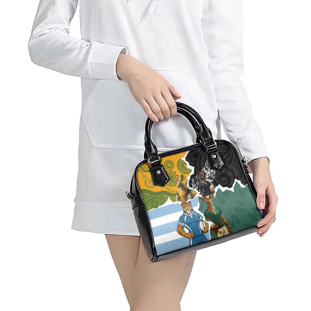 Rugby 2025 Championship Shoulder Handbag Southern Hemisphere Countries Mascots LT14
