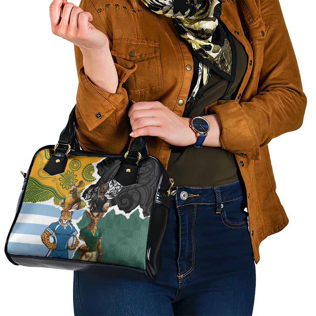 Rugby 2025 Championship Shoulder Handbag Southern Hemisphere Countries Mascots LT14
