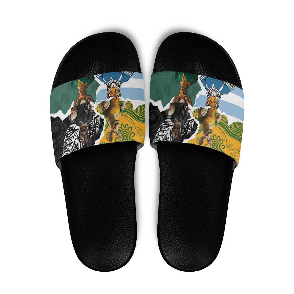 Rugby 2025 Championship Slide Sandals Southern Hemisphere Countries Mascots LT14
