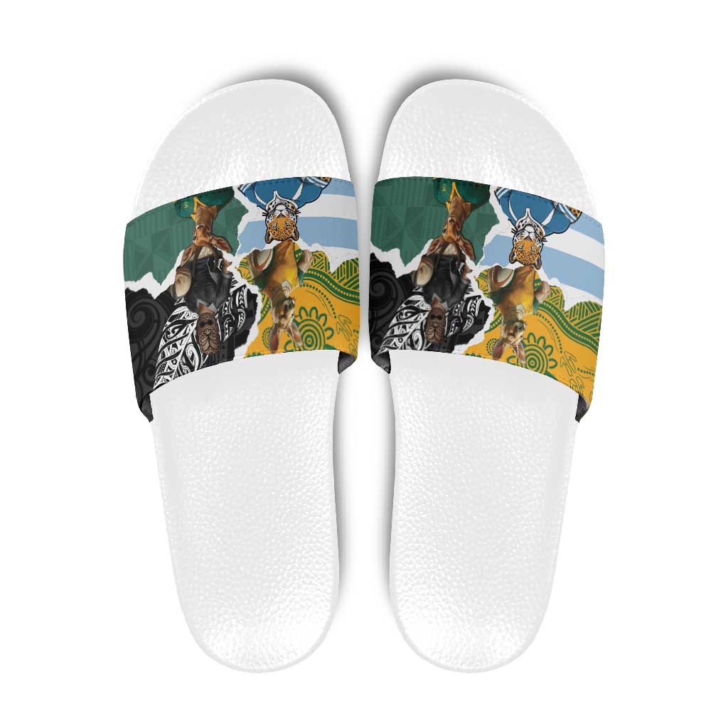 Rugby 2025 Championship Slide Sandals Southern Hemisphere Countries Mascots LT14