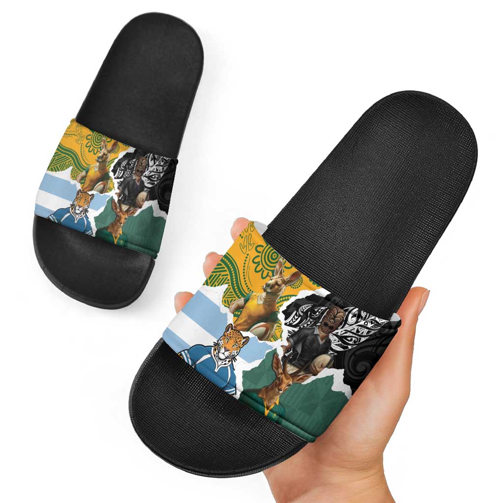 Rugby 2025 Championship Slide Sandals Southern Hemisphere Countries Mascots LT14