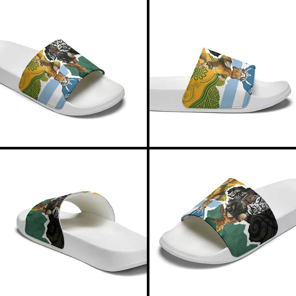 Rugby 2025 Championship Slide Sandals Southern Hemisphere Countries Mascots LT14