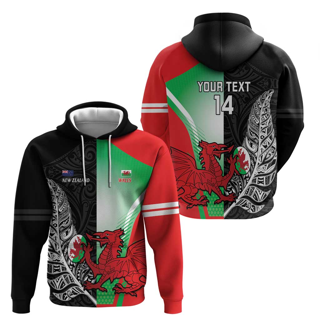 New Zealand and Wales Rugby Custom Hoodie Aotearoa All Black Combine Welsh Dragon LT14