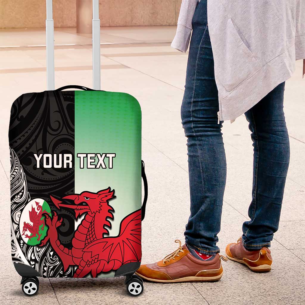 New Zealand and Wales Rugby Custom Luggage Cover Aotearoa All Black Combine Welsh Dragon LT14