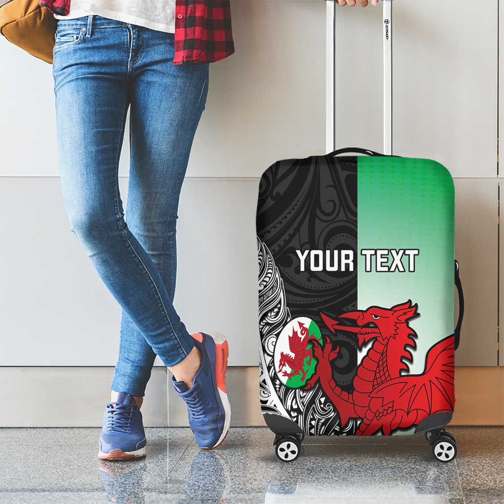New Zealand and Wales Rugby Custom Luggage Cover Aotearoa All Black Combine Welsh Dragon LT14