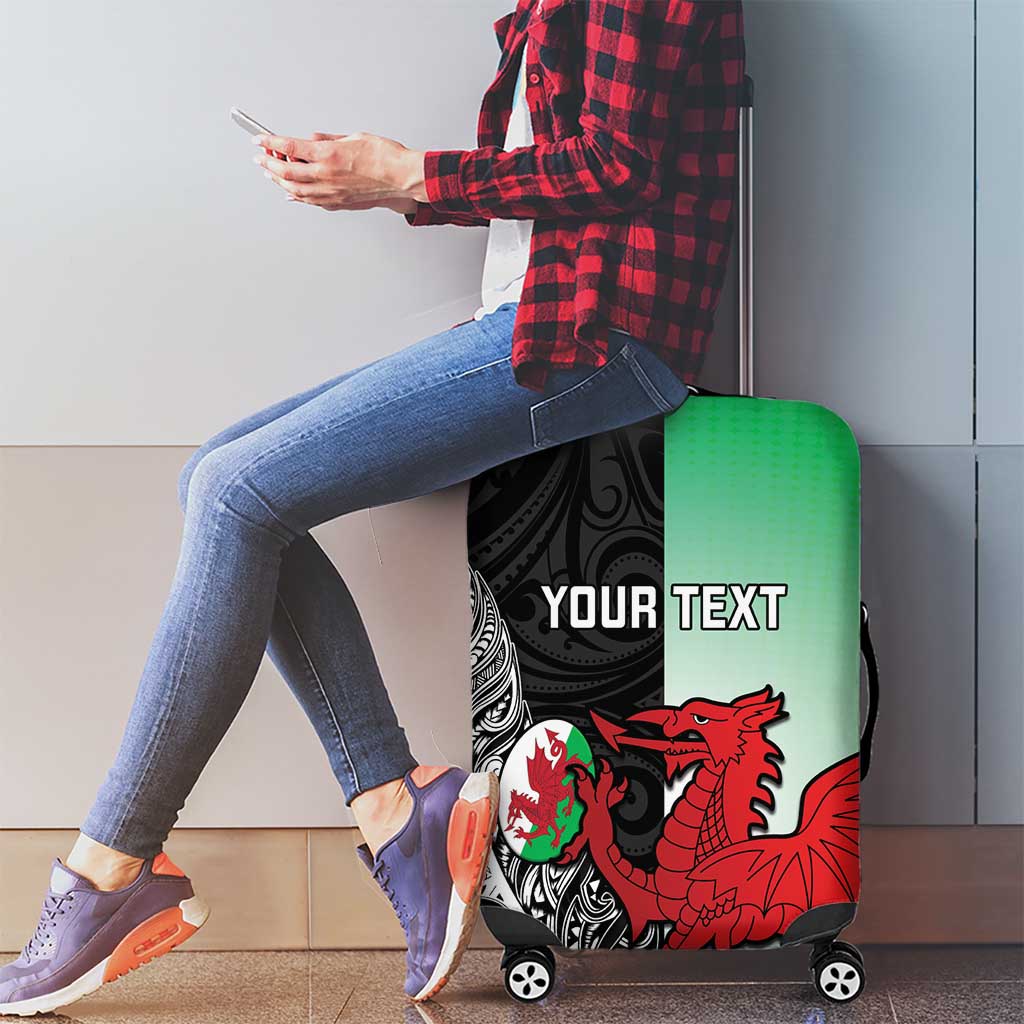 New Zealand and Wales Rugby Custom Luggage Cover Aotearoa All Black Combine Welsh Dragon LT14