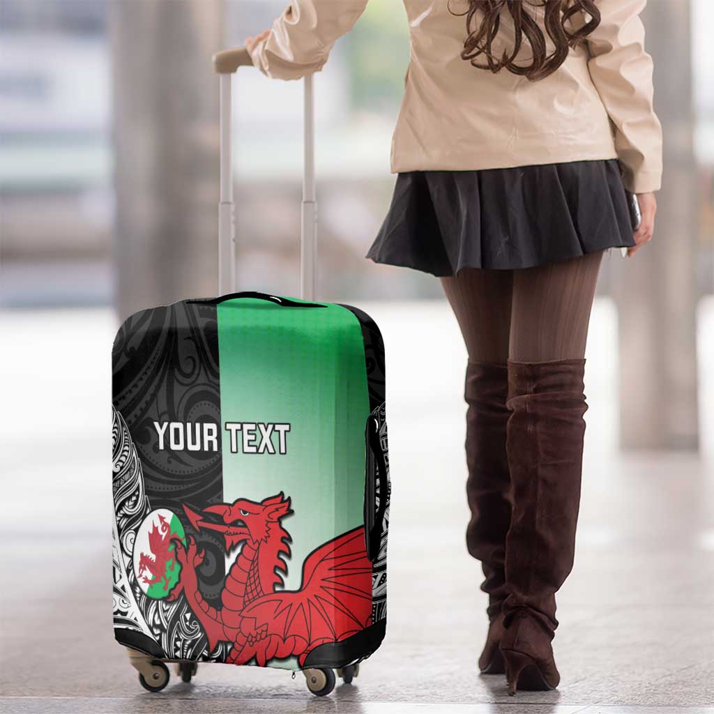 New Zealand and Wales Rugby Custom Luggage Cover Aotearoa All Black Combine Welsh Dragon LT14