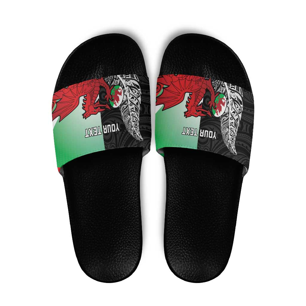 New Zealand and Wales Rugby Custom Slide Sandals Aotearoa All Black Combine Welsh Dragon LT14