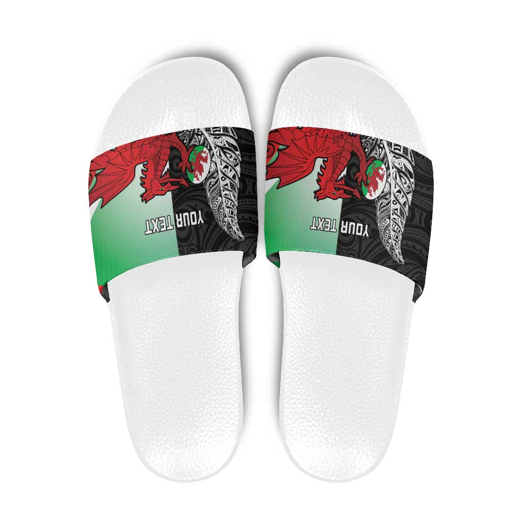 New Zealand and Wales Rugby Custom Slide Sandals Aotearoa All Black Combine Welsh Dragon LT14