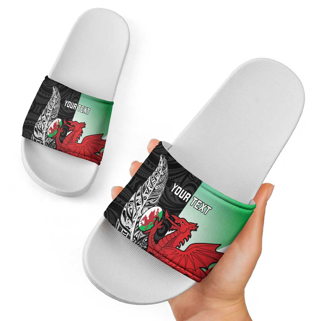 New Zealand and Wales Rugby Custom Slide Sandals Aotearoa All Black Combine Welsh Dragon LT14