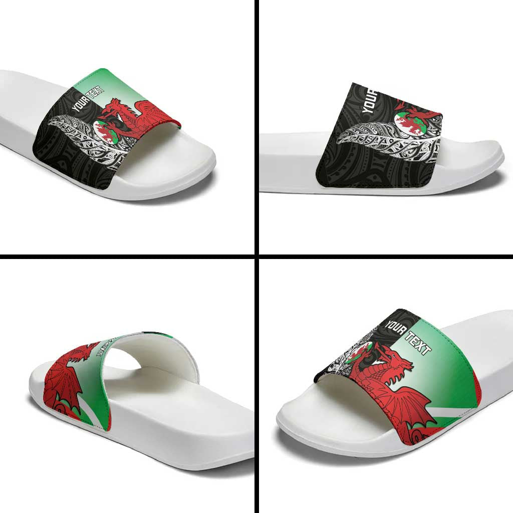 New Zealand and Wales Rugby Custom Slide Sandals Aotearoa All Black Combine Welsh Dragon LT14
